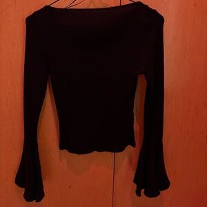 Black Long Sleeve Top Bell Sleeves